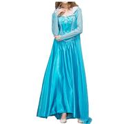 bi bi hou Mujer Disfraz de Princesa Elsa con Peluca Reina de Nieve Costume Completo Vestido de Princesa Elsa Navidad Halloween Carnaval Fiesta Escenario Actuación Cosplay Traje para Adultos
