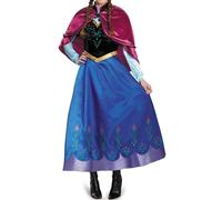 bi bi hou Mujer Disfraz Princesa Anna con Peluca Reina de Nieve Costume Completo Vestido de Princesa Anna Navidad Halloween Carnaval Fiesta Escenario Actuación Cosplay Traje para Adultos
