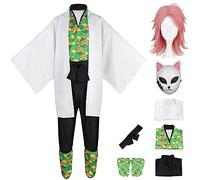 bi bi hou Sabito Cosplay con Peluca Disfraz de Kimetsu No Yaiba Costume Sabito Uniforme Completo Navidad Halloween Carnaval Fiesta Etapa Rendimiento Anime Disfraces para Adultos