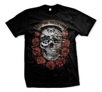 BI BI MIAO Dia De Muertos Skull Day of The Dead Tattoo Flash Art Roses Unisex 100% Cotton Short-Sleeve T-Shirts Black XL