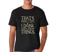 BI BI MIAO I Drink and I Know Things Unisex 100% Cotton Short-Sleeve T-Shirts Black XL