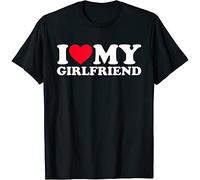 BI BI MIAO I Love My Girlfriend/I Heart My GF Text Graphic Unisex 100% Cotton Short-Sleeve T-Shirts Black XXL