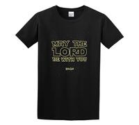 BI BI MIAO May The Lord Arge Unisex 100% Cotton Short-Sleeve T-Shirts Black XXXL