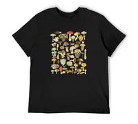 BI BI MIAO Mushroom Mycology Fungi Foraging Mushroom Whisperer Unisex 100% Cotton Short-Sleeve T-Shirts Black S