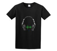 BI BI MIAO Music DJ Headphones Unisex 100% Cotton Short-Sleeve T-Shirts Black L