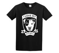 BI BI MIAO Uomo'S I Loves Her Pit Bull Unisex 100% Cotton Short-Sleeve T-Shirts Black M