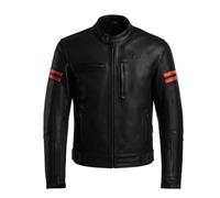 BI ESSE - Chaqueta de Moto para Hombre en Piel Genuina con Protecciones CE Estilo Vintage Café Racer Bikers, Tipo Chaqueta Clásica, Negro , 3XL
