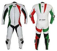 BI ESSE Mono de moto de piel para uso en pista con protecciones profesionale (Verde Blanco Rojo, XXL)
