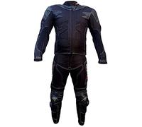 BI ESSE Traje de Cuero y Tejido para Adulto-2 Piezas Split (Chaqueta + Pantalón),Ajustable,con Protectores Integrados,Transpirable y Resistente a la Abrasión,para Hombre y Mujer (NEGRO COMPLETO, XL)