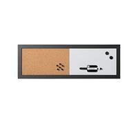 Bi-Office - Combo Pizarra Blanca y Tablón de Anuncios Elements, Magnético, Borrado en Seco/ Corcho, Marco MDF Negro, 60x20cm