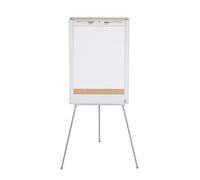 Bi-Office Earth Pizarra Blanca con caballete trípode para rotafolios, 70 x 100 cm (tamaño europeo), superficie no magnética, marco de aluminio y bandeja para rotuladores