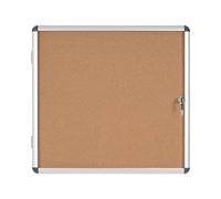 Bi-Office Enclore - Vitrina de interior de Corcho para 6 Hojas A4, con Puerta de Aluminio y Cerradura, 720 x 674 mm