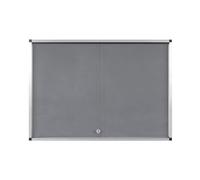 Bi-Office Exhibit Extra Vitrina para Exhibición con Superficie de Fieltro Gris, 10xA4, Puerta de Vidrio, Marco de Aluminio