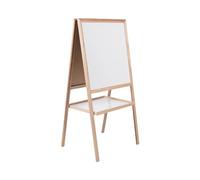 Bi-Office Kidio Doble Cara, Caballete de madera, Superficie no magnética de tiza y blanca, 60x120x40 cm