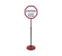 Bi-Office - Letrero de piso octagonal, rojo, borrado en seco, 300x1650 mm