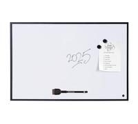Bi-Office New Basic - Pizarra de blanca y magnética, marco de color negro, 585 x 385 mm