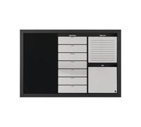 Bi-Office - Organizador Semanal Combinado, 60 x 40 cm, Pizarra de Planificación Semanal Magnetica Plateada y Tablón de Anúncios de Fieltro Negro con Marco MDF Negro