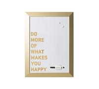 Bi-Office - Pizarra Blanca Kamashi "Do More Of What Makes You Happy", Magnético, Borrado en Seco, Marco MDF dorado, 45x60cm