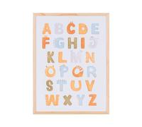 Bi-Office Pizarra Magnética Dino Alfabeto, 600 x 450 mm, Superficie de Acero Lacado Impreso, Marco de Pino