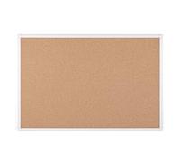 Bi-Office Tablón de anuncios de corcho con marco de aluminio blanco maya, 60 cm x 45 cm