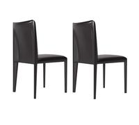 BiaBuiMM Juego de 2 Sillas de Comedor, Sillas de Comedor Modernas de Cuero con Forma de Silla de Montar, Asiento Acolchado Cómodo, Ideal para Cocina, Sala de Descanso, Estable(Black)