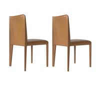 BiaBuiMM Juego de 2 Sillas de Comedor, Sillas de Comedor Modernas de Cuero con Forma de Silla de Montar, Asiento Acolchado Cómodo, Ideal para Cocina, Sala de Descanso, Estable(Brown)