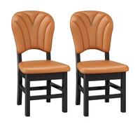 BiaBuiMM Juego de 2 Sillas, Tapizadas En Piel Napa con Respaldo, Construcción Sólida y Estable, para Restaurantes y Hoteles(Orange)