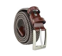 Biagiotti Cinturón Elástico Trenzado, Hombre y Mujer, Con Inserciones en Piel Verdadera y Caja de Regalo (115 (taglia 50-52), Tórtola)