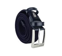 Biagiotti Cinturón Elástico Trenzado, Hombre y Mujer, Con Inserciones en Piel Verdadera y Caja de Regalo (125 (taglia 54-56), Azul)