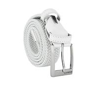 Biagiotti Cinturón Elástico Trenzado, Hombre y Mujer, Con Inserciones en Piel Verdadera y Caja de Regalo (125 (taglia 54-56), Blanco)