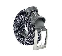 Biagiotti Cinturón Elástico Trenzado, Hombre y Mujer, Con Inserciones en Piel Verdadera y Caja de Regalo (125 (taglia 54-56), azul y gris mix)