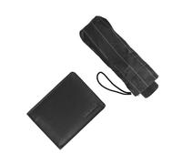 Biagiotti Estuche/Set de Regalo para Hombre, Cartera de Piel Genuina y Paraguas Plegable de Bolsillo Super Mini, Elegante Conjunto