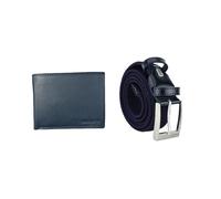 Biagiotti Set de Regalo para Hombre, Cartera de Piel y Cinturón Elástico con Inserciones de Piel, Ajustable