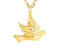 BIAIHQIE Collar de cremación para Cenizas, Colgante de urna con Forma de Paloma de la Paz, Joya Conmemorativa para un ser Querido (Oro)
