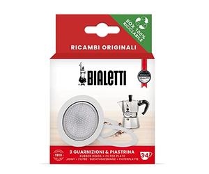 Bialetti 3 guarnizioni in gomma e 1 filtro moka 3 o 4 tazze