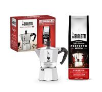 Bialetti Cafetera, Aluminio, 6 Tazas + Perfetto Moka, Gris, negro