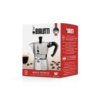 Bialetti cafetera Moka Express 2 tazas, mango a prueba de quemaduras solares, no
