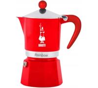 Bialetti Cafetera Moka Rainbow de 3 tazas, roja, aluminio, para espresso, diseño clásico, manual, 130 ml