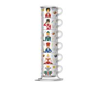 Bialetti Cascanueces, juego de 6 tazas apilables, porcelana