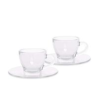 Bialetti DCRAST0007 - Juego de 2 Tazas de Capuchino institucionales (con platillo), Cristal