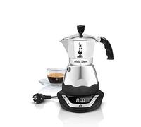 Bialetti Eléctrico Moka Temporizador, Capacidad por 6 Carribas, 365W, Plata / Negro