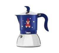 Bialetti Fiammetta Induction - Oso de peluche navideño 2025, moka de aluminio, con base de acero, apto para placas de inducción, cafetera azul, edición especial Joyful Memories