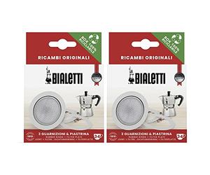 Bialetti Gasket & Filter Replacement - Fits 3 Cup Moka Espresso Machine, 2-Pack