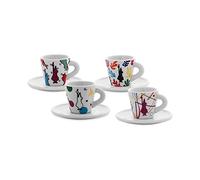 Bialetti Juego de 4 tazas con plato expreso de arte