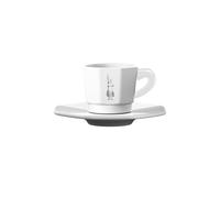 Bialetti Set 4 8-Faces Cups Total, Porcelain, White and Silver