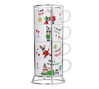 Bialetti - Juego de 4 tazas espresso Italia para capuchino, apilables con soport