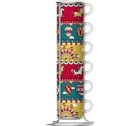 Bialetti | Juego de 6 tazas apilables con soporte de metal, colección Winter Wonderland