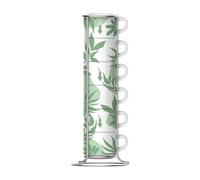 Bialetti Juego de 6 Tazas de Café 29597 Blanco Verde Porcelana 90 ml (6 Unidades)