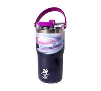 Bialetti Milano Cortina 26 - Tumbler térmico de metal Mico, botella isotérmica con pajita retráctil y mango incluidos en el tapón, ideal para deportes y exteriores, mantiene el calor/frío, morado