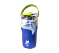 Bialetti Milano Cortina 26 - Tumbler térmico de metal Mico, botella isotérmica con pajita retráctil y mango incluidos en el tapón, ideal para deportes y exteriores, mantiene el calor/frío, verde